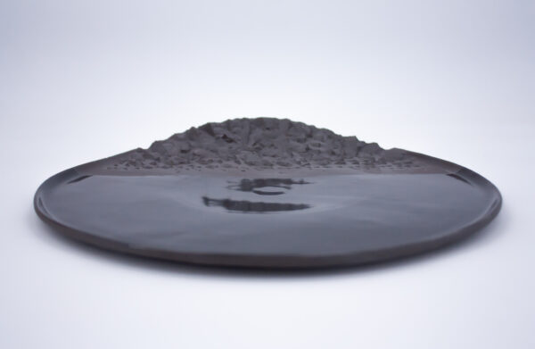 assiette plate créateur artisanale noire 28 cm