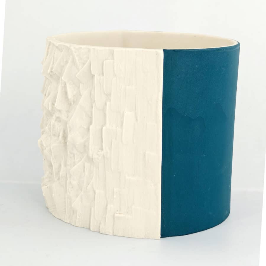 Grand cache-pot Volto bleu pétrole
